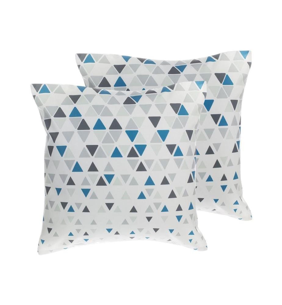 Lot de 2 coussins décoratifs CLEOME 45 x 45 cm Blanc Gris Bleu Motif géométrique