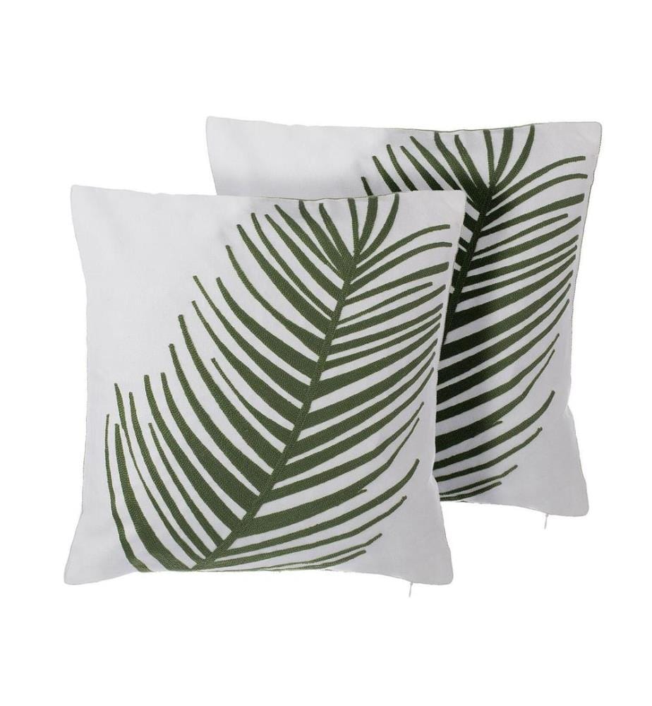 Lot de 2 coussins décoratifs AZAMI Coton 45 x 45 cm Vert foncé Motif de plante