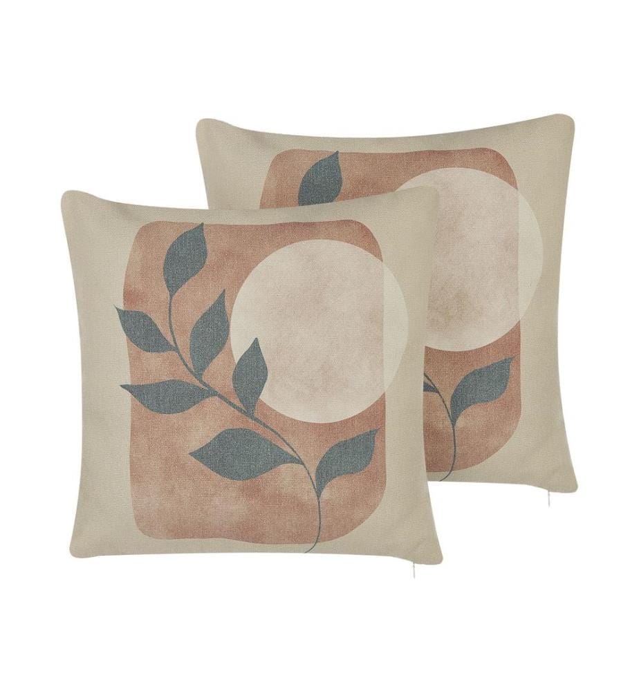 Lot de 2 coussins décoratifs CALLIOPSIS 45 x 45 cm Blanc Motif abstrait