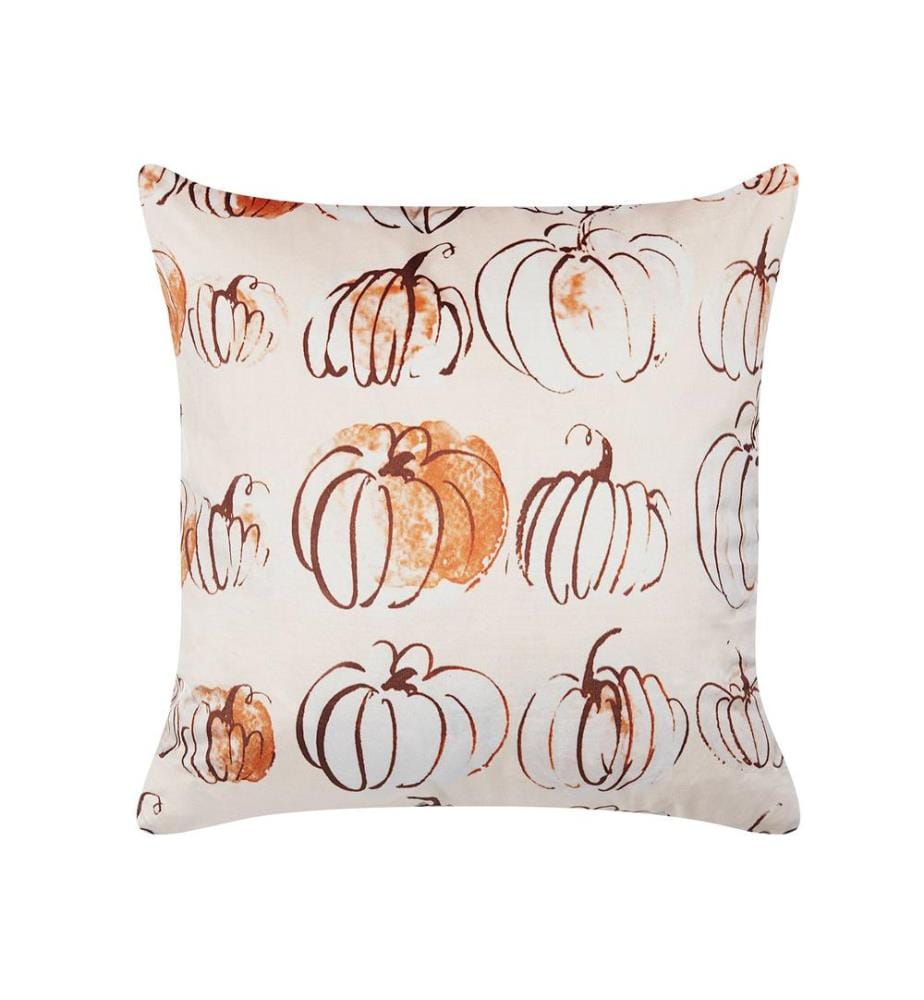 Coussin CUCURBITA Velours 45 x 45 cm Beige Motif de plante