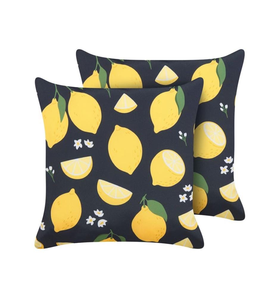 Lot de 2 coussins décoratifs CITRUS 45 x 45 cm Noir Motif de plante
