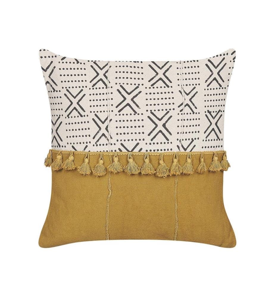 Coussin WOODI Coton 45 x 45 cm Jaune Motif géométrique