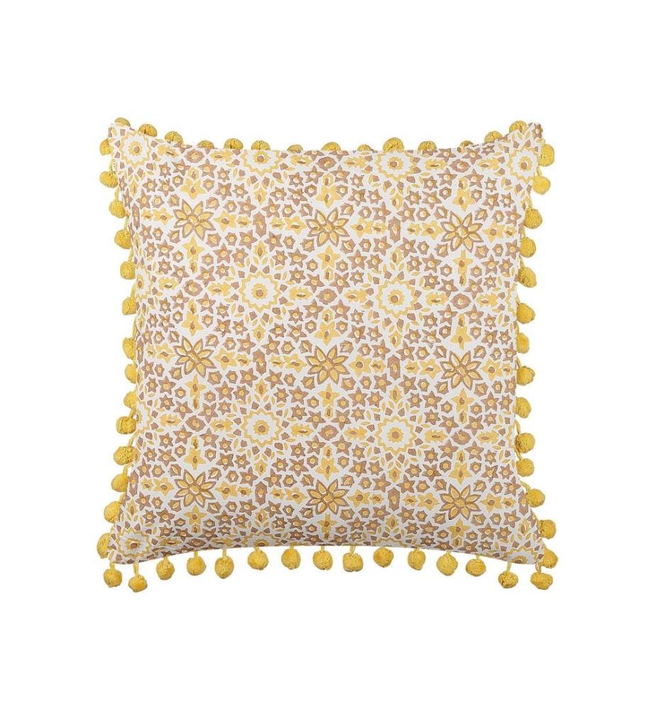 Coussin LYCROIS Coton 45 x 45 cm Jaune Motif floral