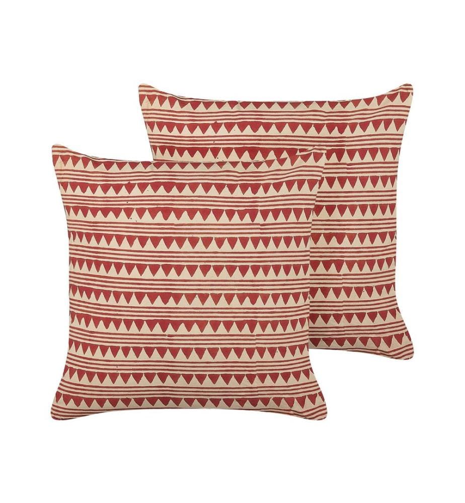 Lot de 2 coussins décoratifs DEGLUPTA Coton 45 x 45 cm Rouge Motif à chevrons