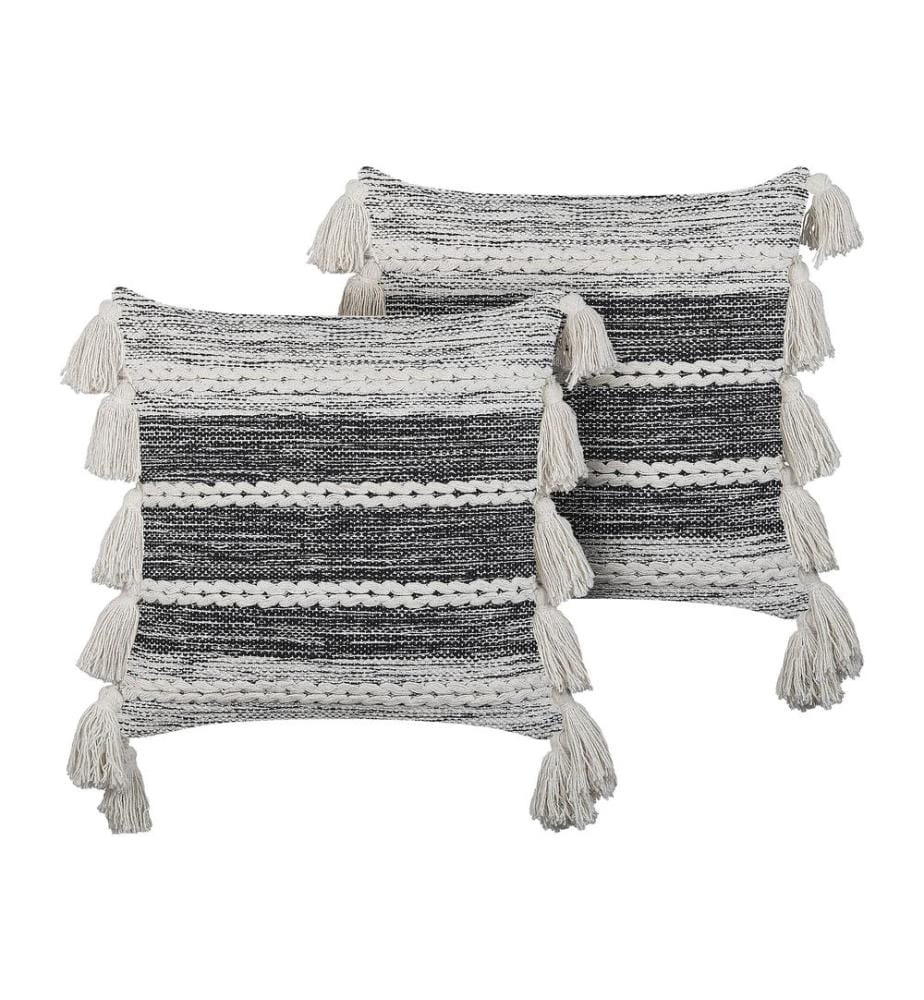 Lot de 2 coussins décoratifs ROCHEA Coton 45 x 45 cm Noir À rayure