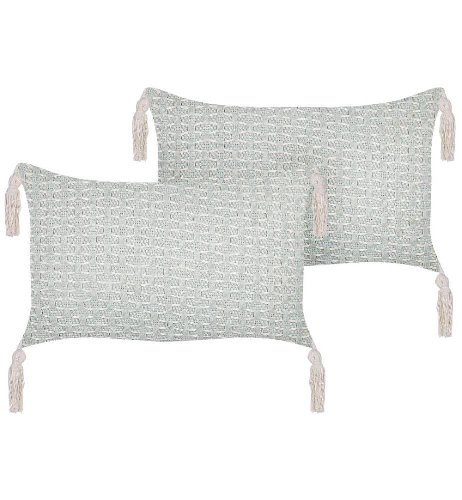 Lot de 2 coussins décoratifs HAKONE 45 x 25 cm Vert menthe Motif géométrique