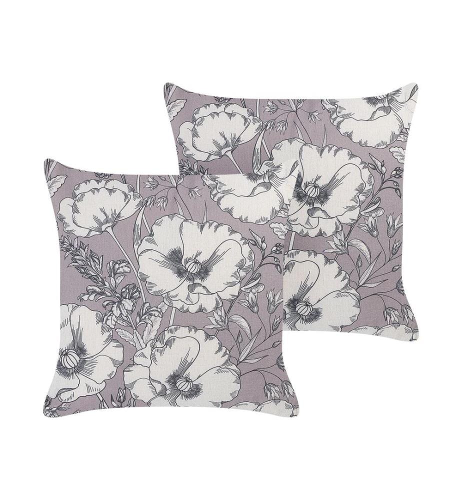 Lot de 2 coussins décoratifs SOPHORA 45 x 45 cm Gris Motif floral