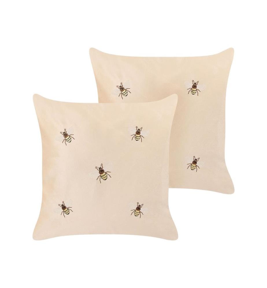 Lot de 2 coussins décoratifs TALINUM Velours 45 x 45 cm Beige Motif animal