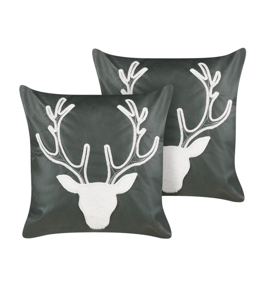 Lot de 2 coussins décoratifs BICOCCA Velours 45 x 45 cm Vert foncé Motif de Noël