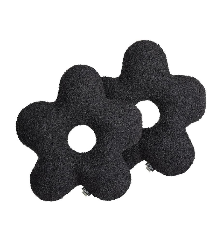 Lot de 2 coussins décoratifs CAMPONULA Bouclé 40 x 40 cm Noir Unicolore