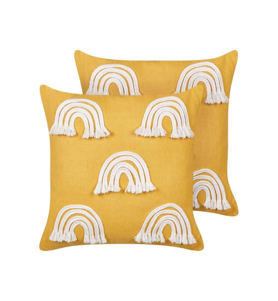 Lot de 2 coussins décoratifs LEEA Coton 45 x 45 cm Jaune