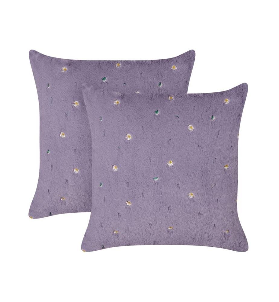 Lot de 2 coussins décoratifs LAVATERA 45 x 45 cm Violet Motif floral