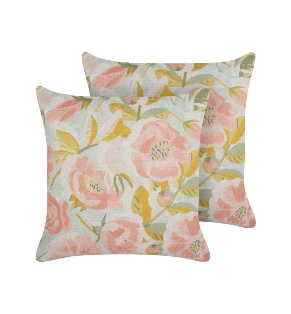 Lot de 2 coussins décoratifs ZAHRIYE 45 x 45 cm Rose Motif floral