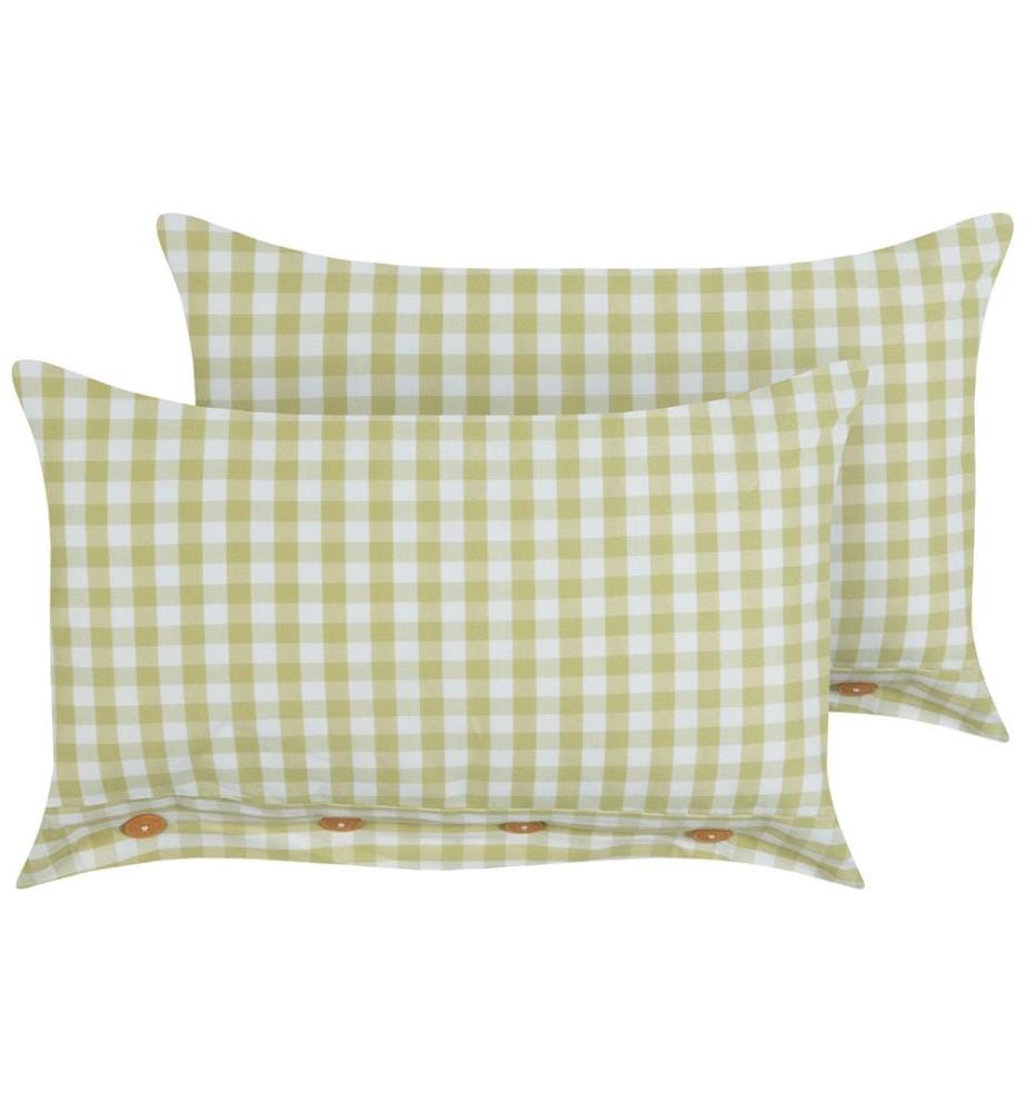 Lot de 2 coussins décoratifs TALYA 40 x 60 cm Vert olive À carreaux