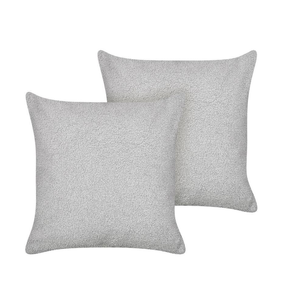 Lot de 2 coussins décoratifs LEUZEA Bouclé 45 x 45 cm Gris Unicolore