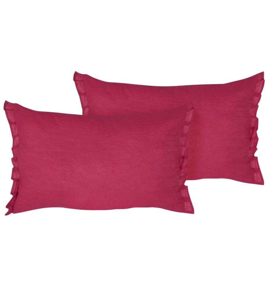 Lot de 2 coussins décoratifs SASSAFRAS Lin 30 x 45 cm Rouge Bordeaux Unicolore