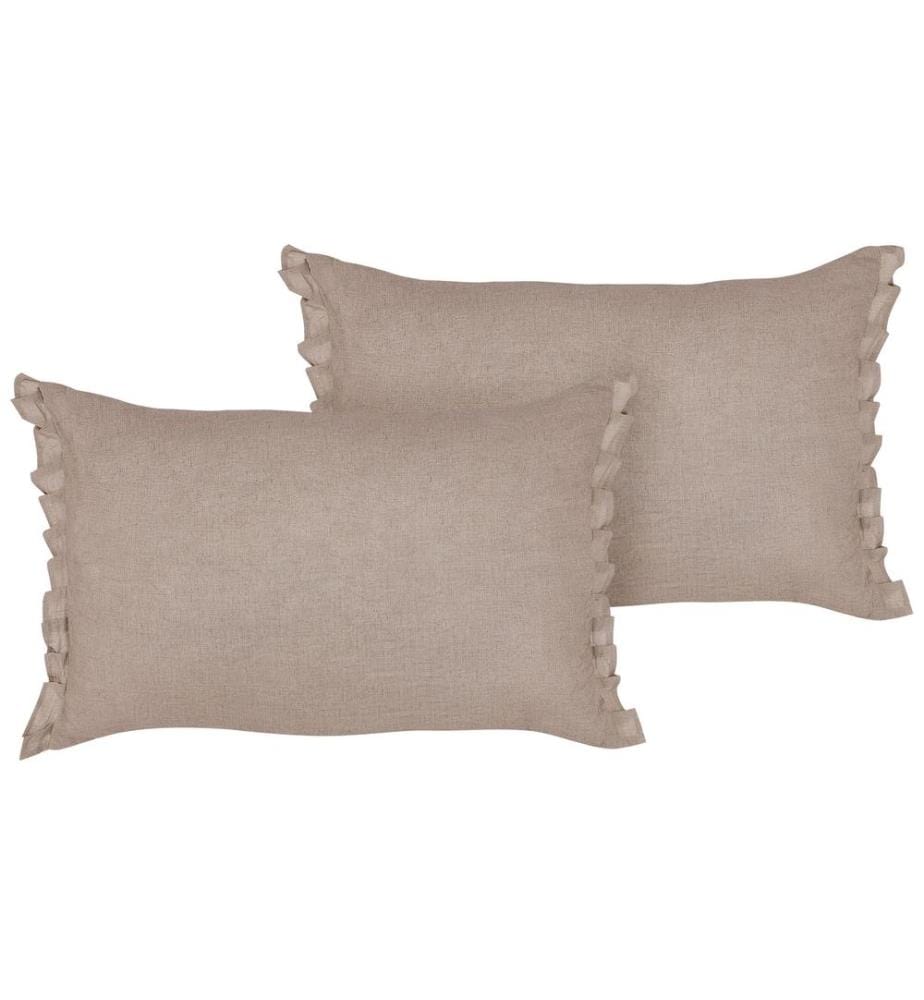 Lot de 2 coussins décoratifs SASSAFRAS Lin 30 x 45 cm Marron clair Unicolore