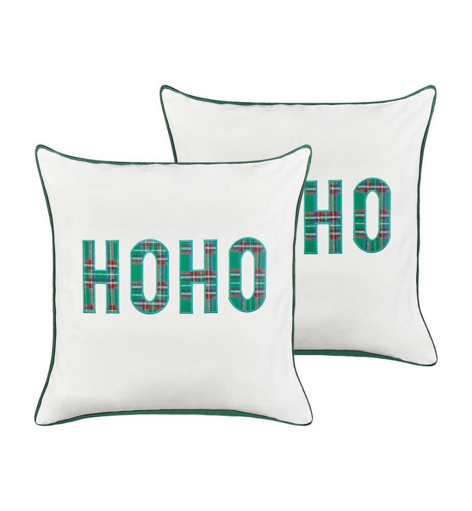 Lot de 2 coussins décoratifs JOYCANDY Coton 45 x 45 cm Blanc Motif de Noël