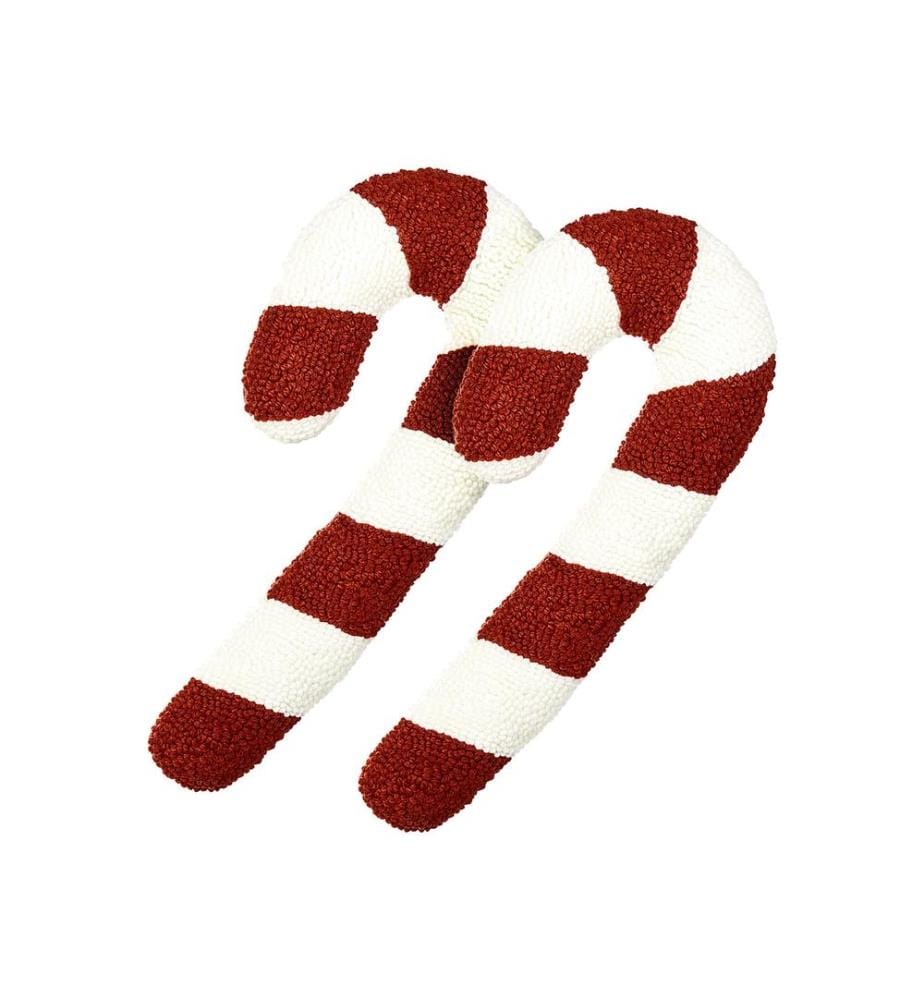 Lot de 2 coussins décoratifs CANDY CANE Bouclé 22 x 55 cm Rouge Motif de Noël