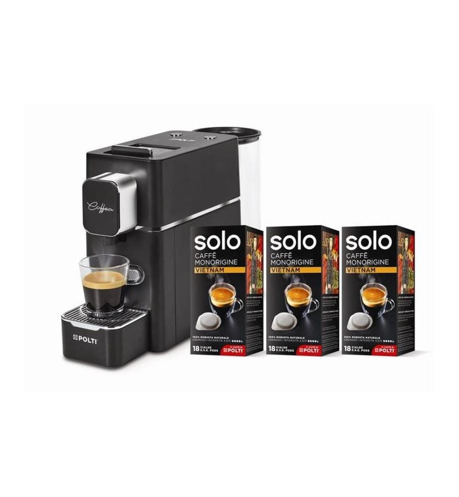 POLTI - Cafetière à portions individuelles Coffea S15B, Set Noir/Argenté