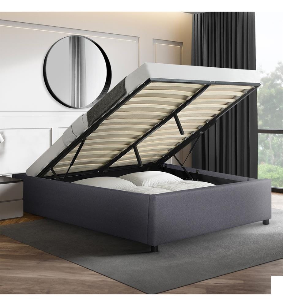 Lit coffre Otto avec sommier 140x190cm - Gris