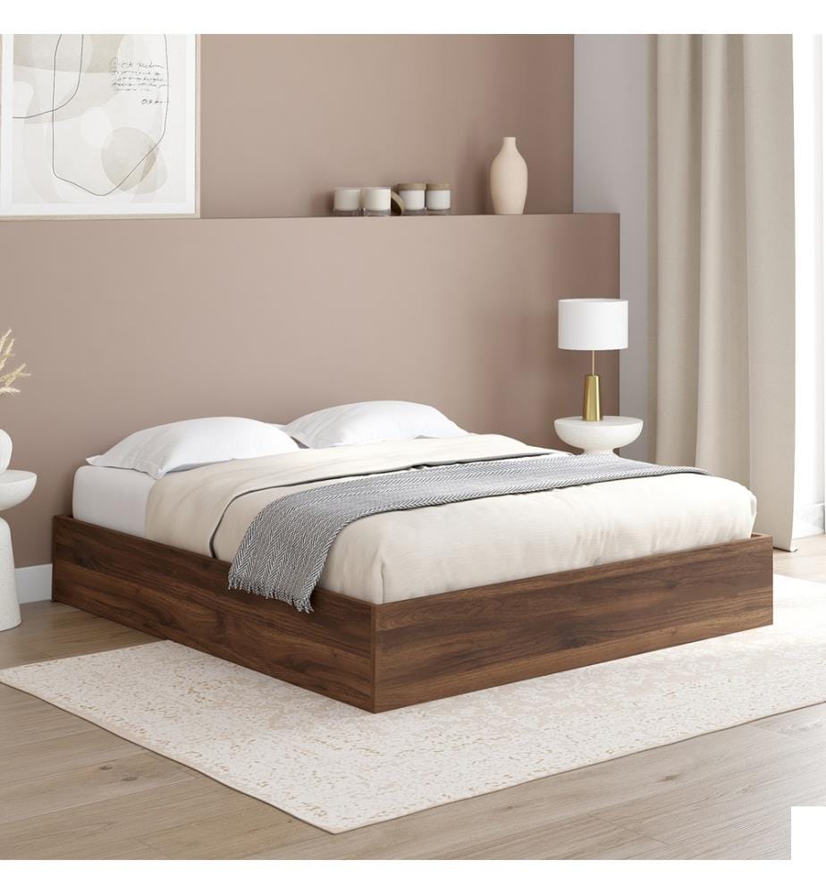 Lit coffre Malta 160x200cm effet bois noyer