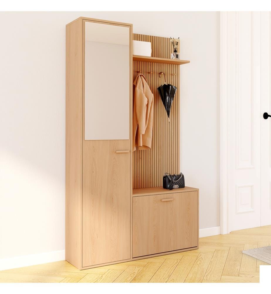 Vestiaire d'entrée Faustine avec placard et miroir