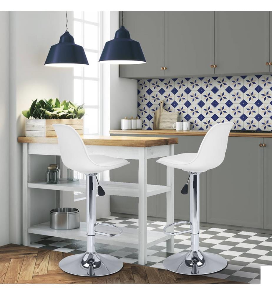 Lot de 2 Tabourets de Bar Réglables Karl 39 x 42 x 104 cm