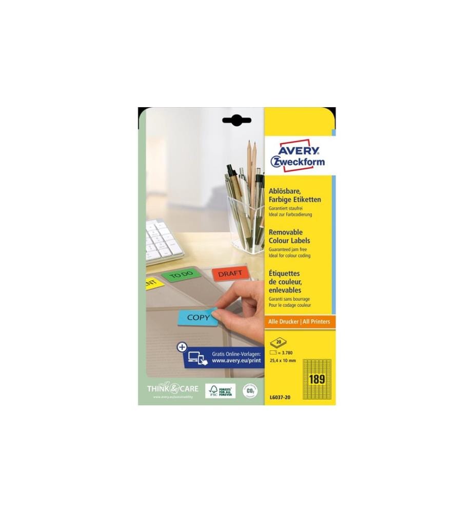 AVERY - Zweckform Étiquettes universelles 25.4 x 10 mm 20 feuilles