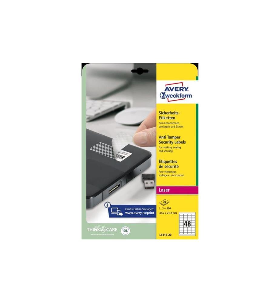 AVERY - Zweckform Étiquettes de sécurité L6113-20 45.7 x 21.2 mm