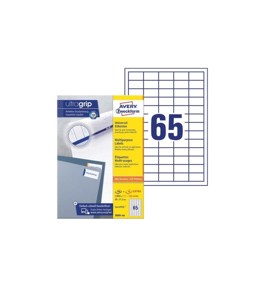 AVERY - Zweckform Étiquettes universelles 3666 38 x 21.2 mm, 220 feuille