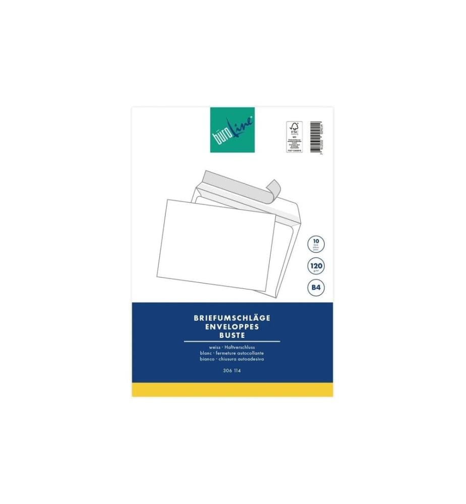 Büroline Enveloppe B4 Blister Blanc, 10 pièces