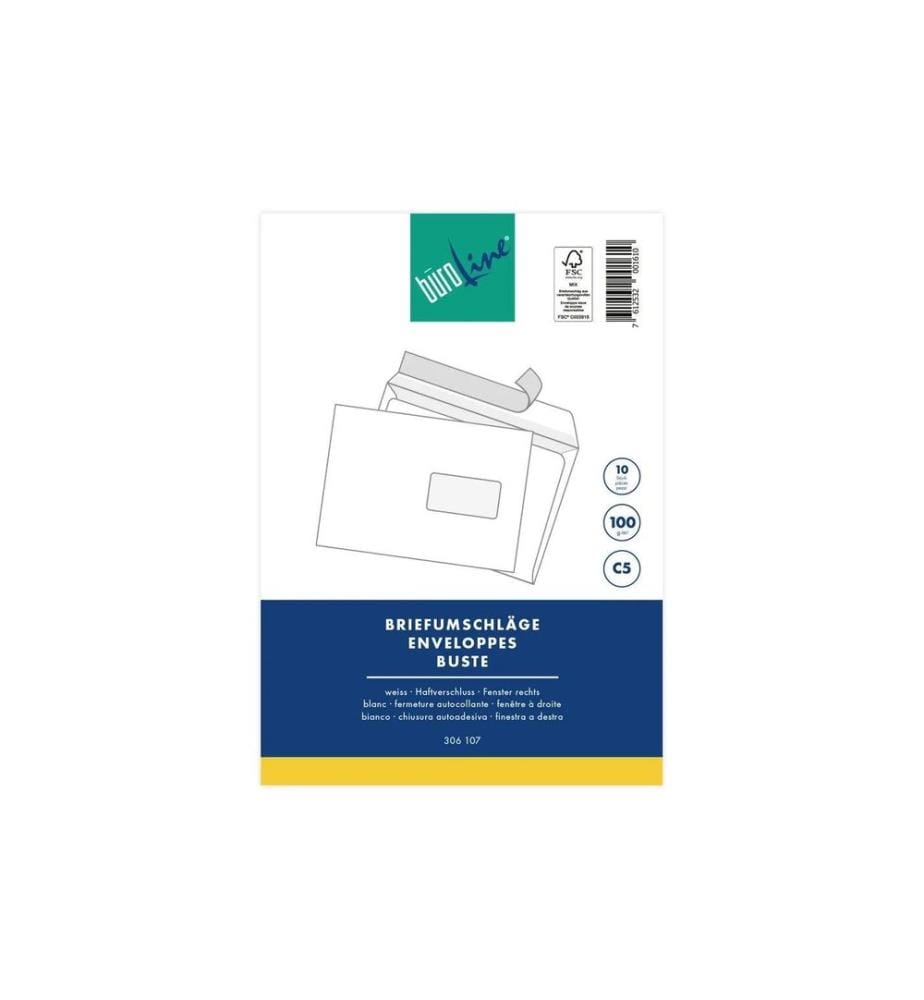 Büroline Enveloppe avec fenêtre Blister C5 Blanc, 10 pièces