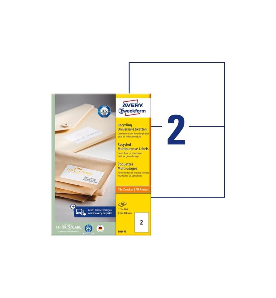 AVERY - Zweckform Étiquettes universelles LR3655 210 x 148 mm, 100 feuille