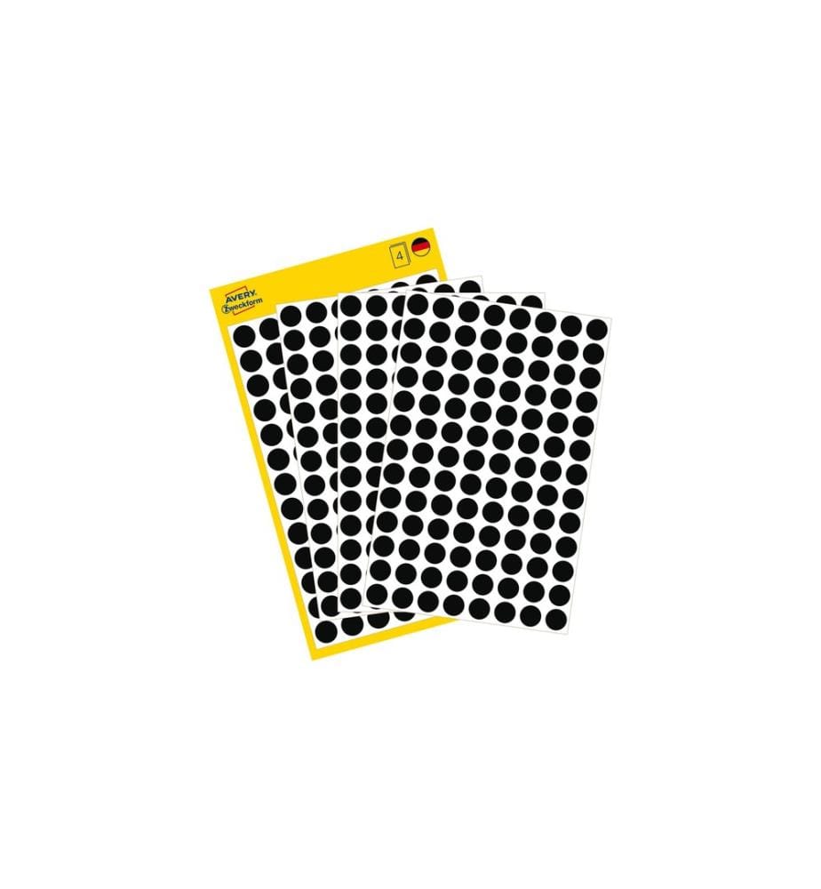 AVERY - Zweckform Pastilles adhésives Ø 8 mm, 4 feuilles, noir