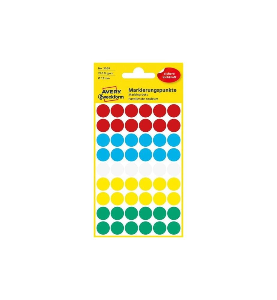 AVERY - Zweckform Pastilles adhésives 12 mm Multicolore