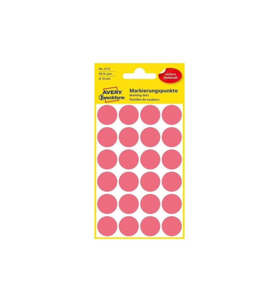 AVERY - Zweckform Pastilles adhésives 18 mm rouge fluo