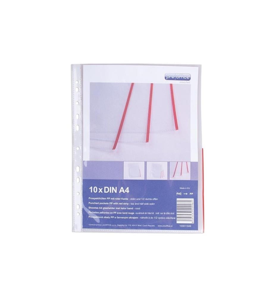 ProOffice - Pochette de présentation A4, Rouge/Transparent, 10 pièces