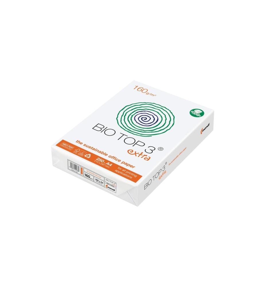 Bio Top - Papier pour photocopie Bio Top - 3 Extra A4, Blanc, 160 g/m², 250 Feuille