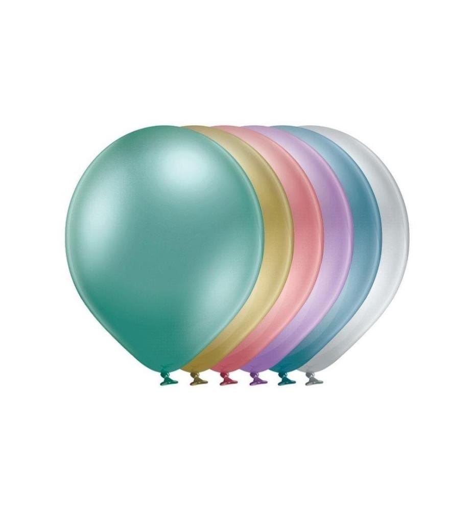 BELBAL - Ballon de baudruche Glossy Multicolore, Ø 30 cm, 50 pièces