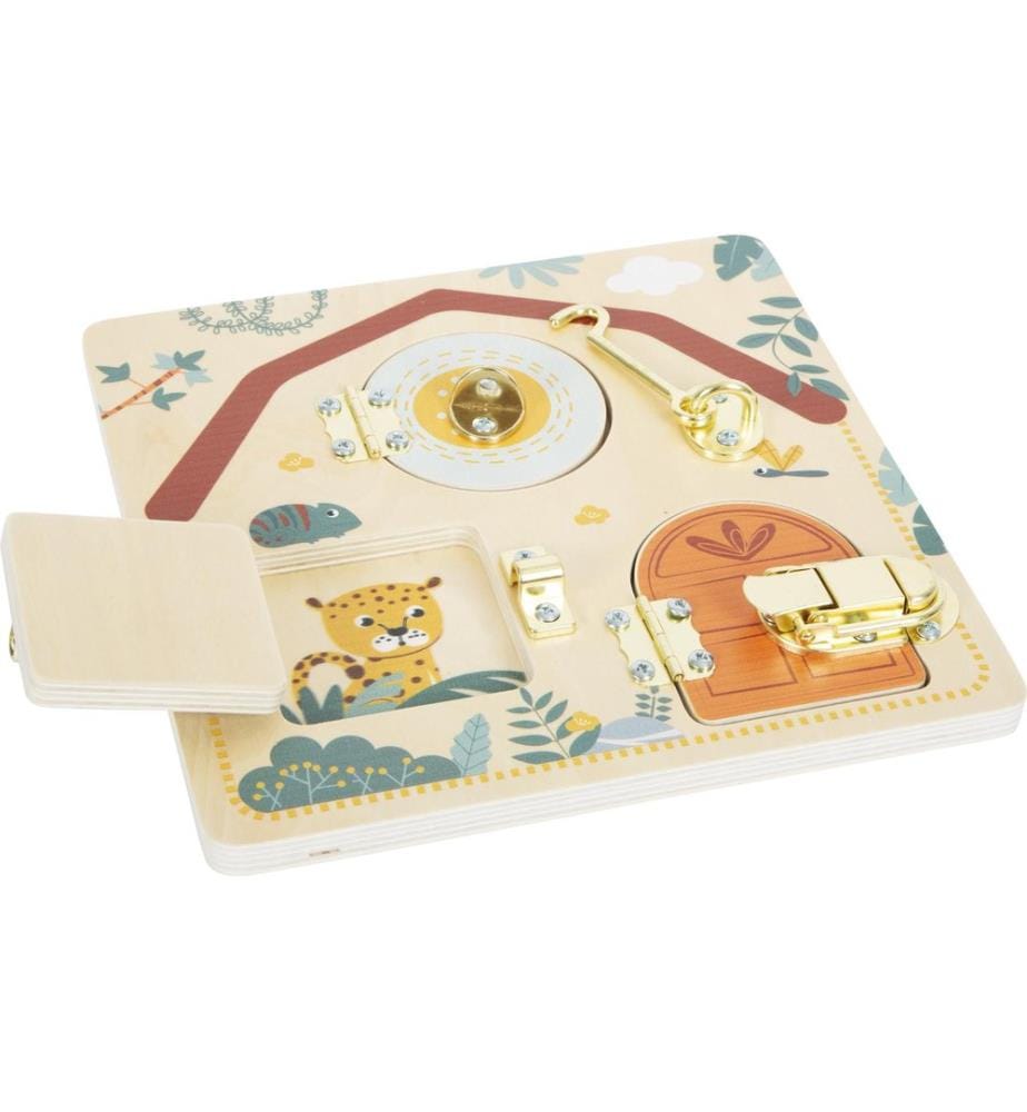 small foot - Planche de motricité Serrure et verrou «Safari»