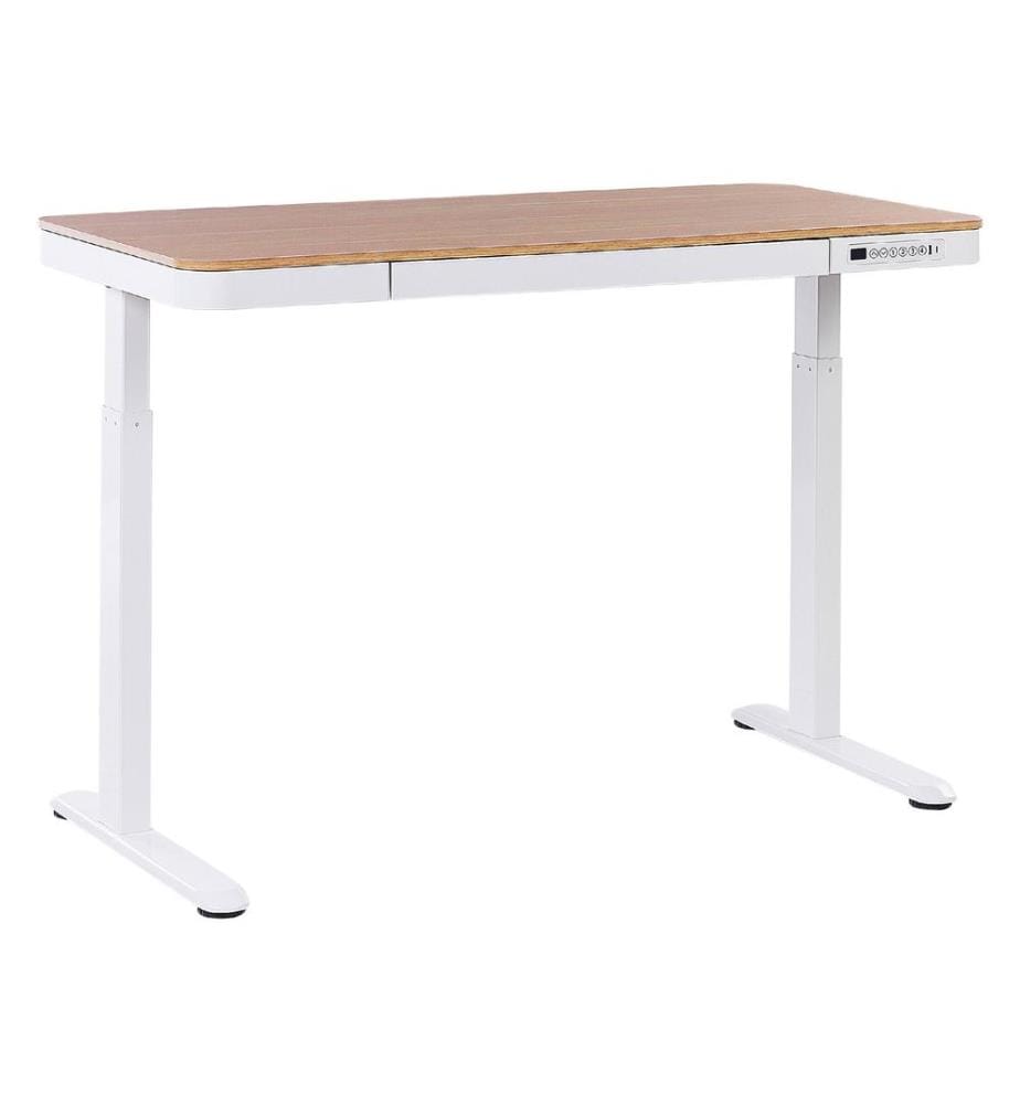 Bureau réglable en hauteur électriquement KENLY Marron/blanc 120 cm 60 cm avec port USB