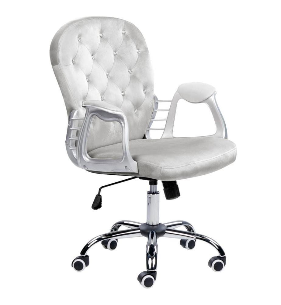 Chaise de bureau PRINCESS Velours Gris clair
