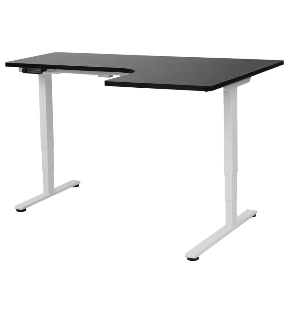Bureau d'angle réglable électriquement DESTINES Noir/blanc 160 cm 109 cm Côté droit