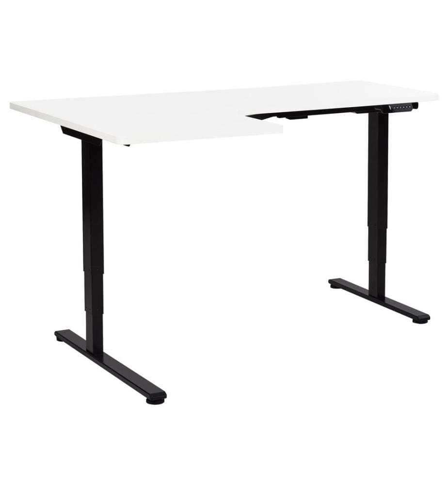 Bureau d'angle réglable électriquement DESTINES Blanc/noir 160 cm 109 cm Côté gauche