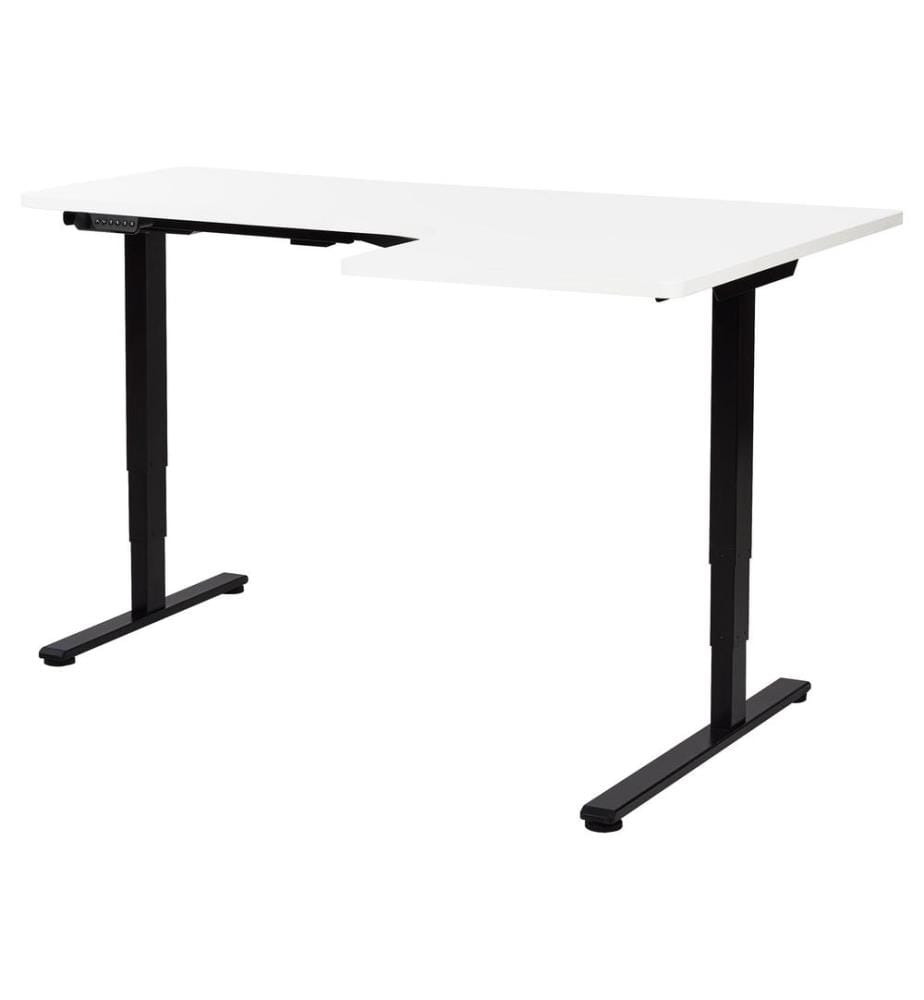 Bureau d'angle réglable électriquement DESTINES Blanc/noir 160 cm 109 cm Côté droit
