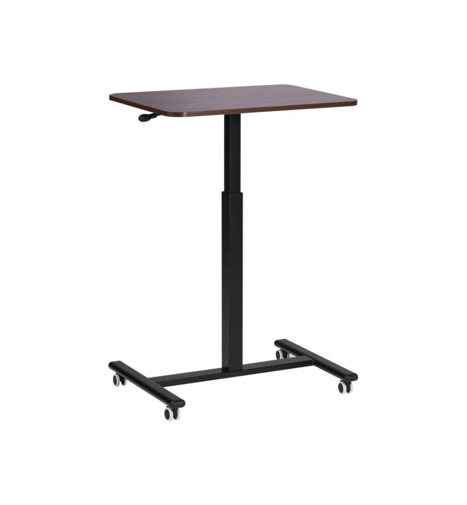 Bureau réglable manuellement en hauteur pour ordinateur portable ACADEMIA Marron foncé 65 cm 48 cm avec roues