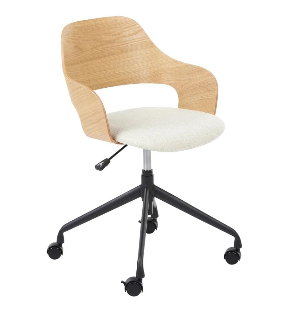 Chaise de bureau NOVATO Lin synthétique Beige clair