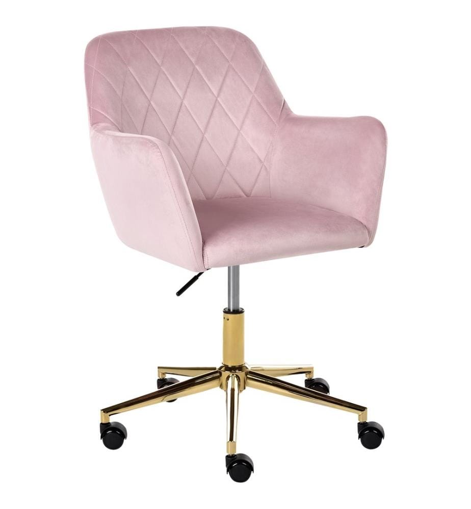 Chaise de bureau LELORIA Velours Rose pastel