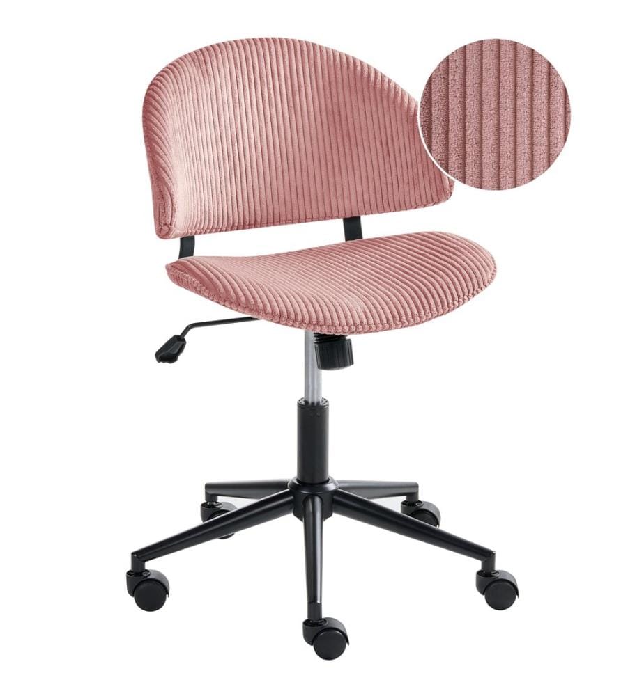 Chaise de bureau KIANA Velours côtelé Rose